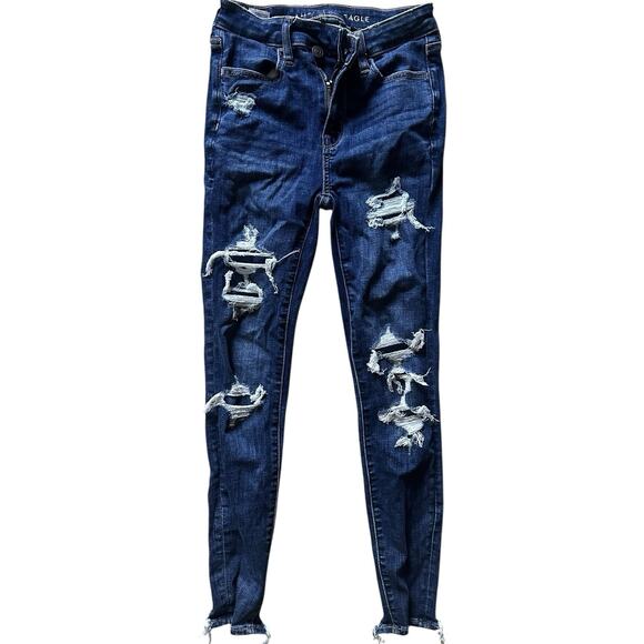 American Eagle Jeans Jeggings Next Level Stretch Dark Wash Jeans Size 0 Short - Picture 1 of 2